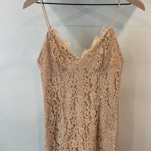 Bardot Sienna Nude Lace Midi Dress - Size 6/Small
